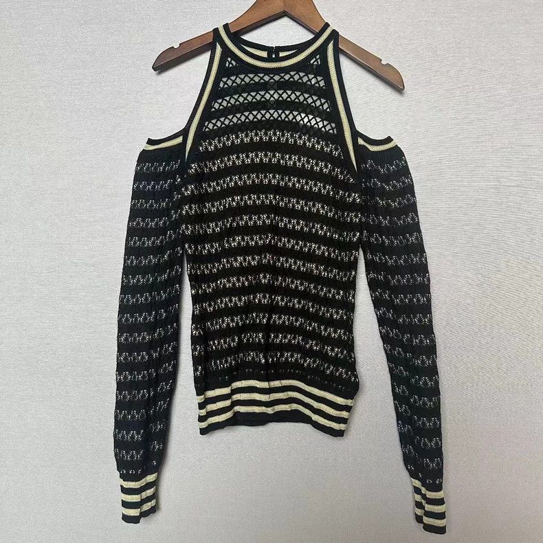 Fendi FENDI Striped Cold-Shoulder Knit Top - dmc Size US S / EU 44-46 / 1 - 1 Thumbnail