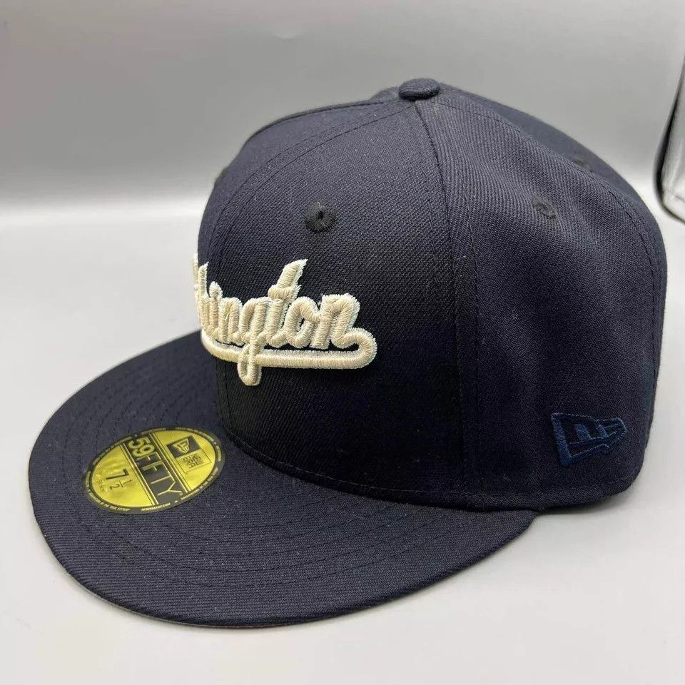 New Era Washington Nationals Hat Men 7 1/2 Black Gray MLB Fitted Cap Size ONE SIZE - 4 Thumbnail