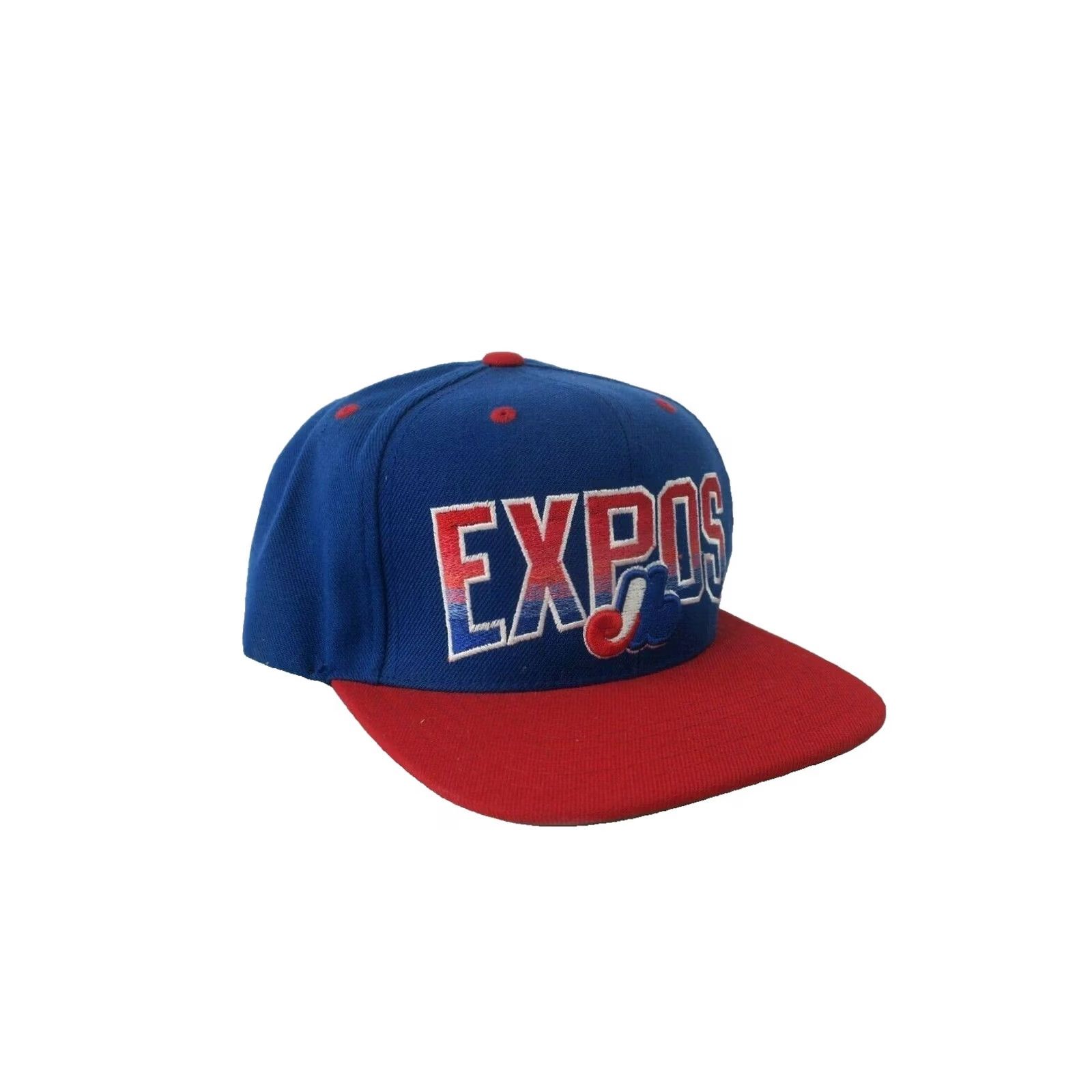 American Needle American Needle Montreal Expos Snapback Hat Baseball Cap Wool Blend Blue Solid Adjustable Medium Width Mens Size ONE SIZE - 4 Thumbnail