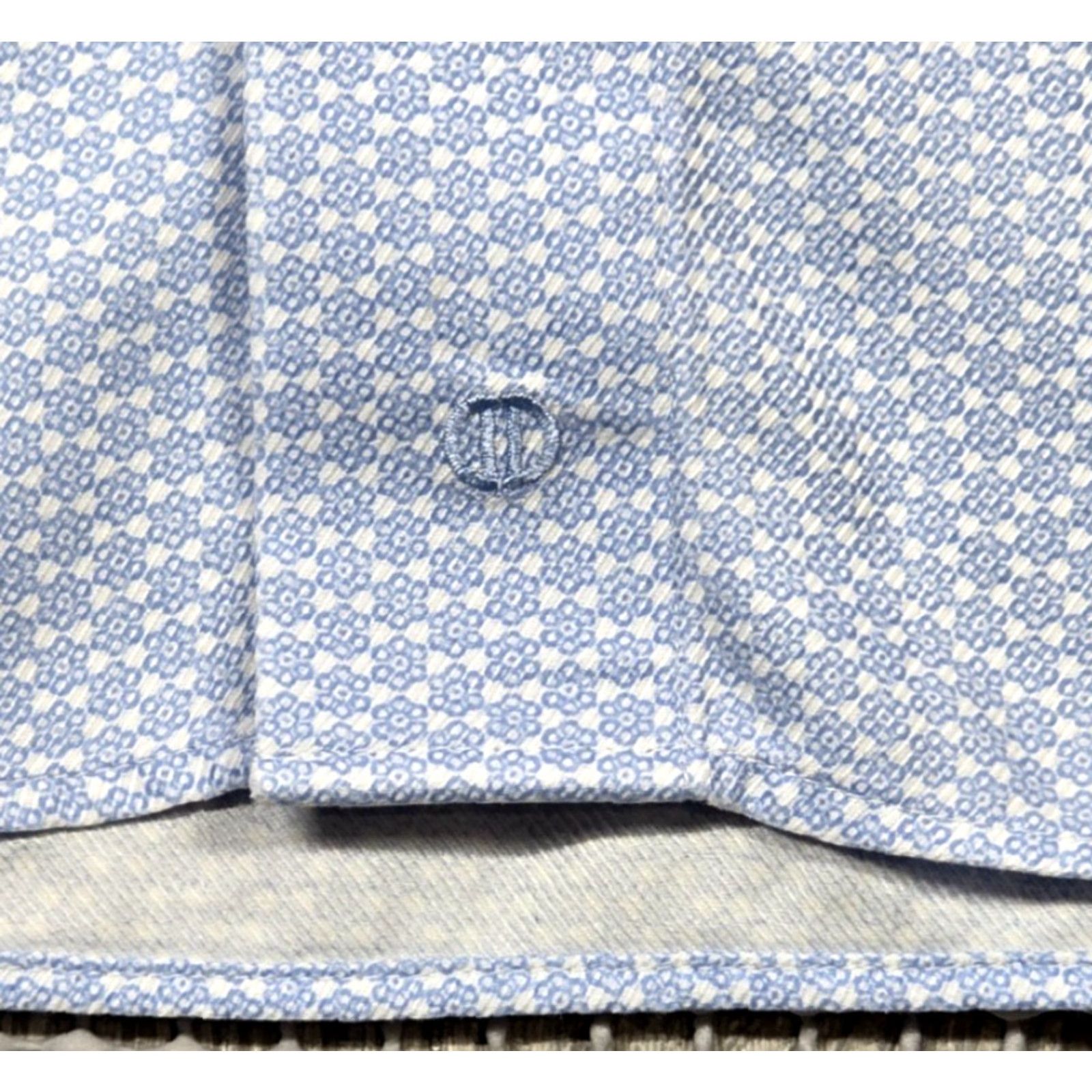 David Donahue David Donahue Blue Geometric Button Up Dress Shirt Long Sleeve Mens M Cotton Size 40R - 5 Thumbnail