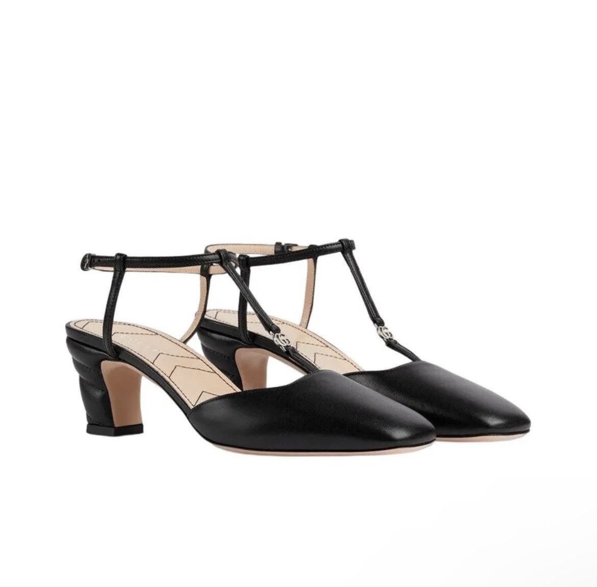 Gucci Gucci Double G T-Bar Leather Pumps size 38.5 Size US 8.5 / IT 38.5 - 1 Thumbnail