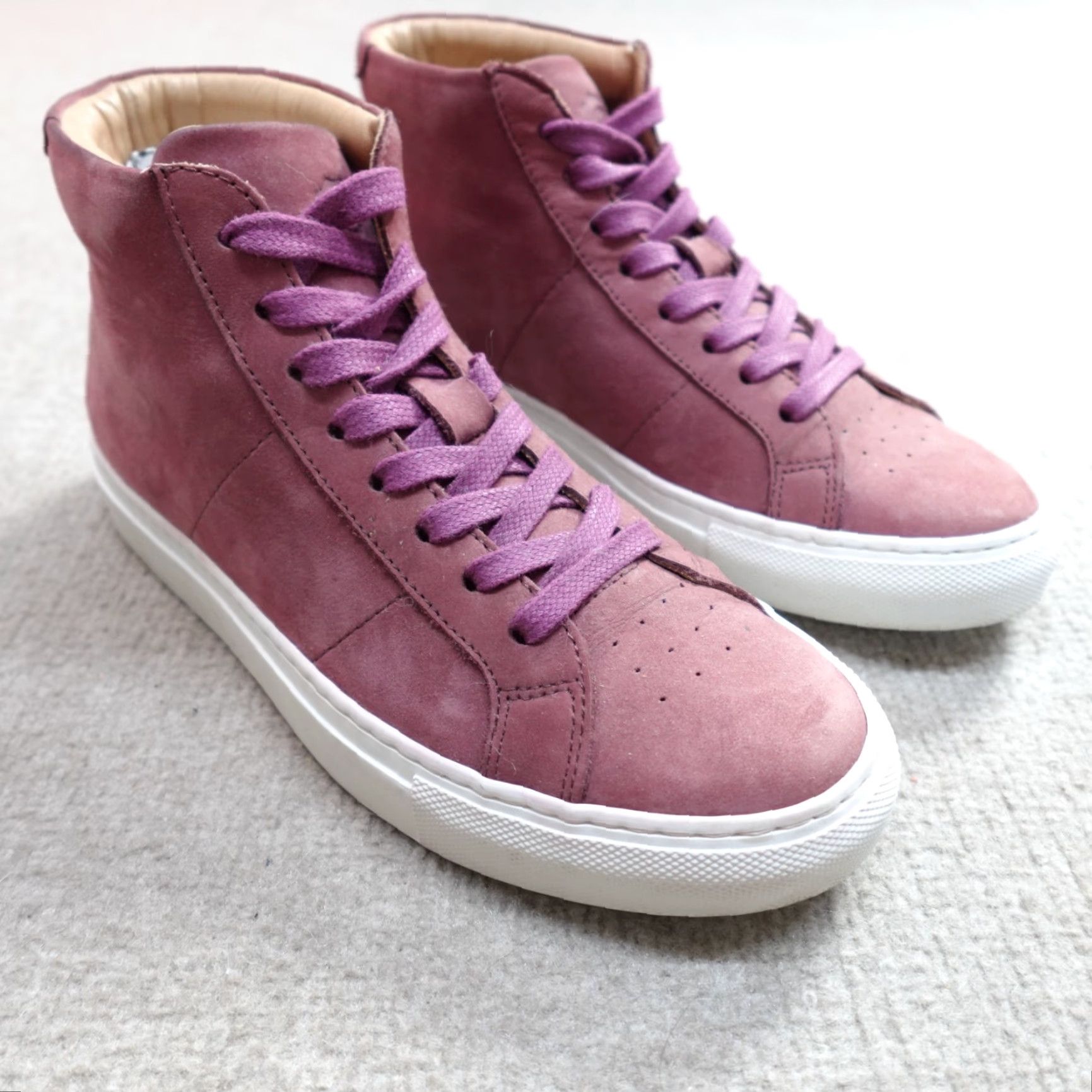 Greats GREATS Women's Sneakers High Top Suede Leather Lined Made in Italy Pink 7.5 Leather Insole Size M / US 6-8 / IT 42-44 - 3 Thumbnail