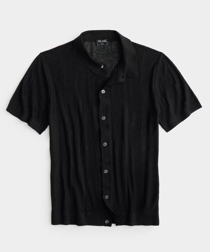 Todd Snyder Linen Textured Stripe Full-Placket Polo Size US L / EU 52-54 / 3 - 1 Thumbnail