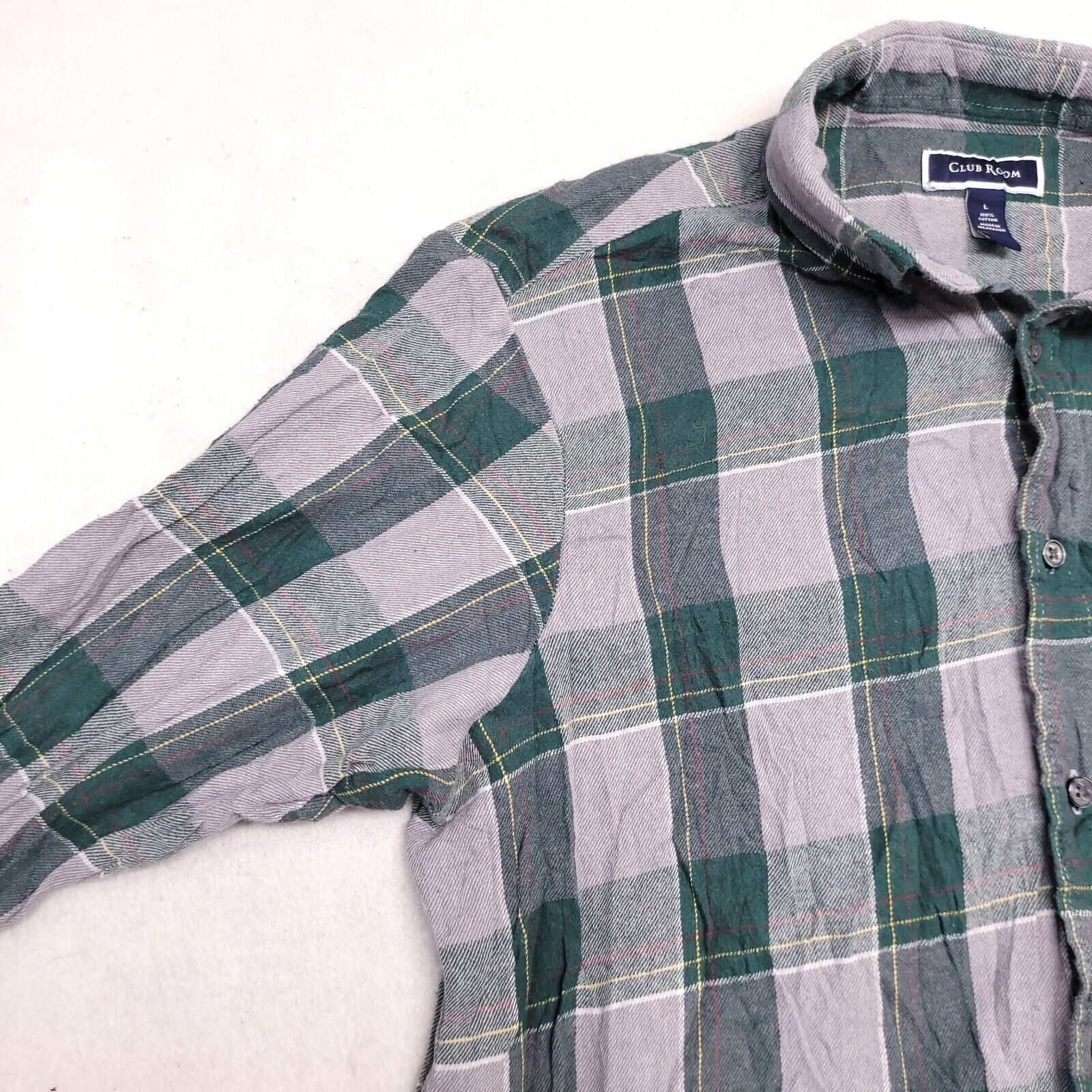 Club Room Club Room Baffalo Check Flannel Shirt Mens Size L Gray Green Size US L / EU 52-54 / 3 - 4 Thumbnail