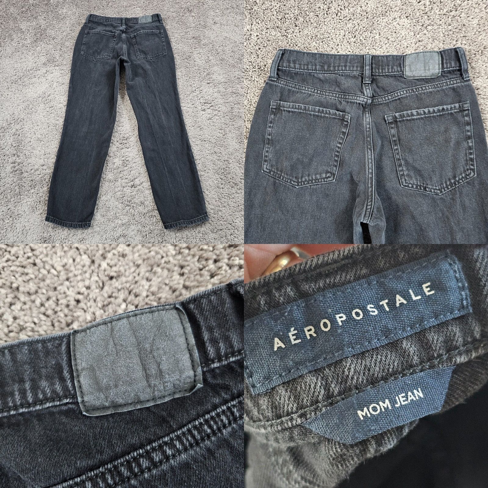 Vintage Aéropostale Mom Jeans Women 4 Black High Rise Distressed 27x26 Relaxed Fit Denim Size 27" / US 4 / IT 40 - 8 Thumbnail