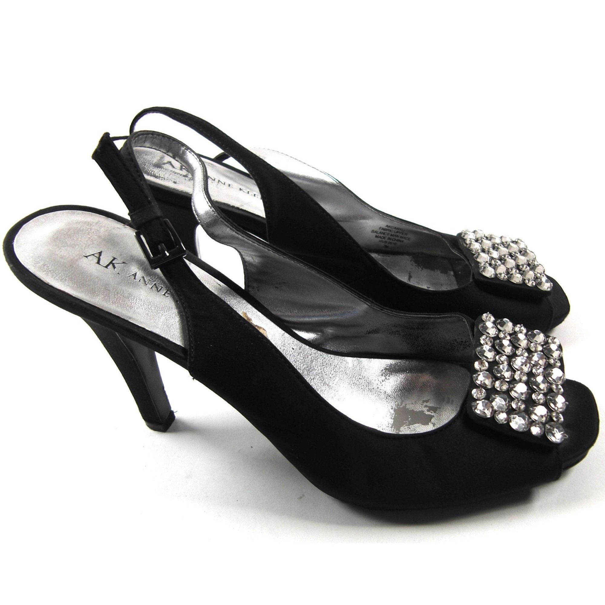 Anne Klein Anne Klein Rhinestone Embellished Satin High Heel Dress Pump Size US 7 / IT 37 - 5 Thumbnail