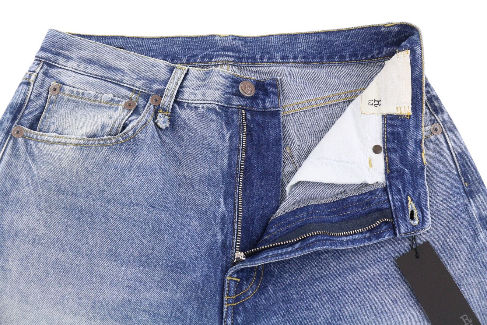 R13 CUFFED X-BF 27 Jasper Straight Faded Blue Zip PF25 86640 Size 27" / US 4 / IT 40 - 4 Thumbnail