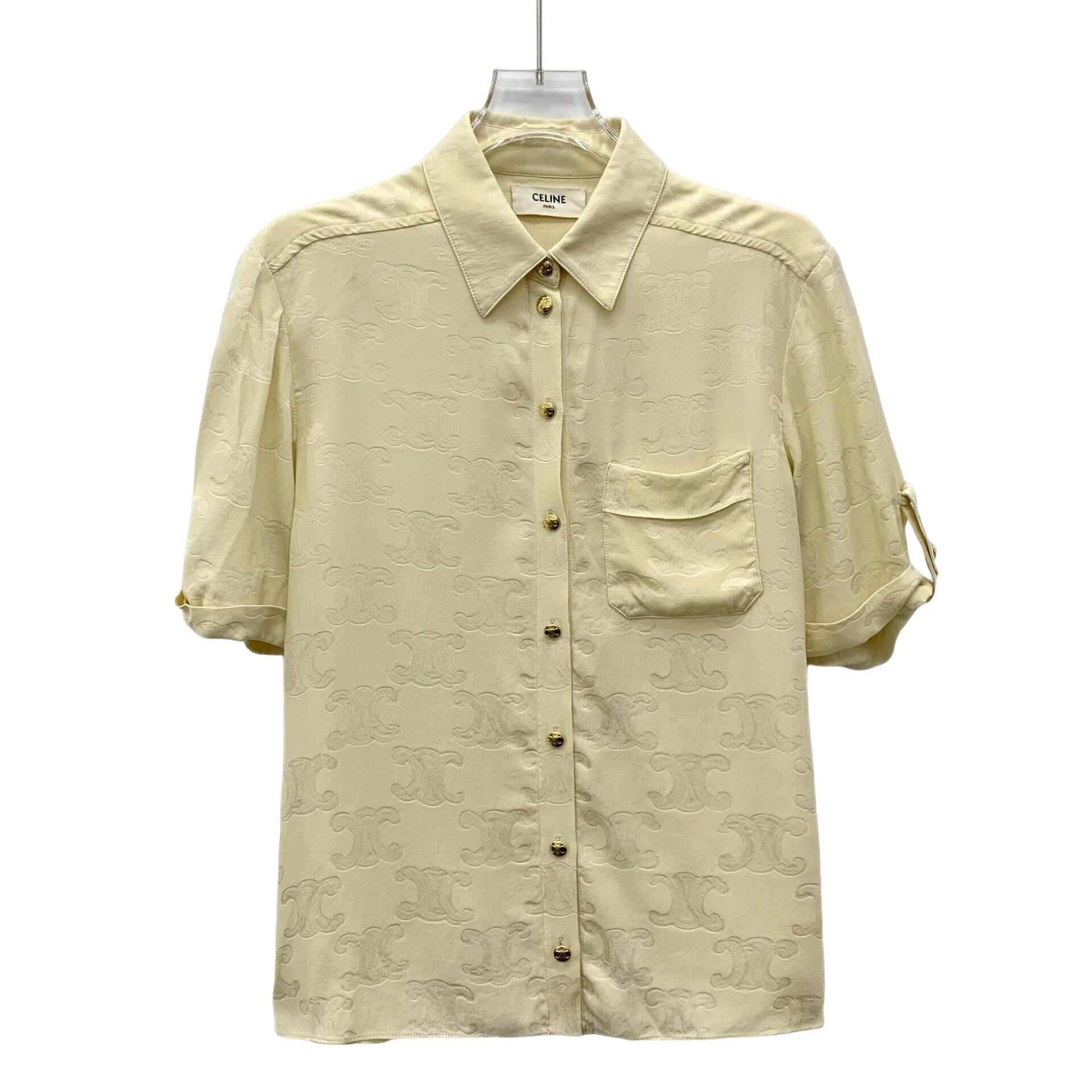 Celine Celine Triomphe Jacquard Silk Shirt 38 Size S / US 4 / IT 40 - 1 Thumbnail