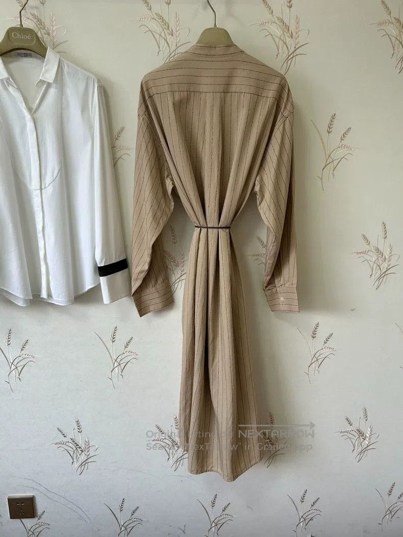 The Row The Row Minimalist Beige Striped Shirt Dress Size M / US 6-8 / IT 42-44 - 3 Thumbnail