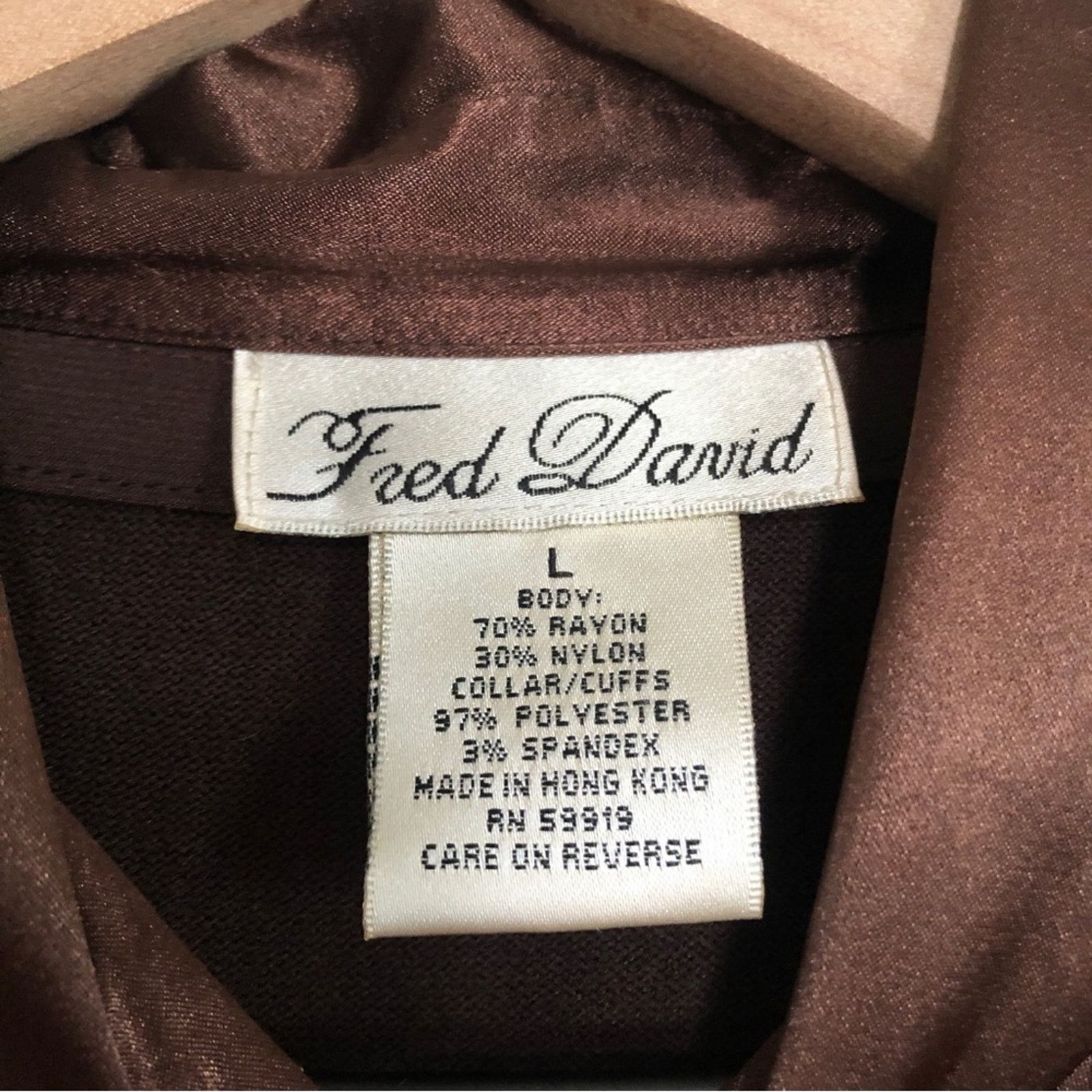 Other Fred David Brown Button Collar Satin Knit Sweater Blouse Top Size L / US 10 / IT 46 - 4 Thumbnail