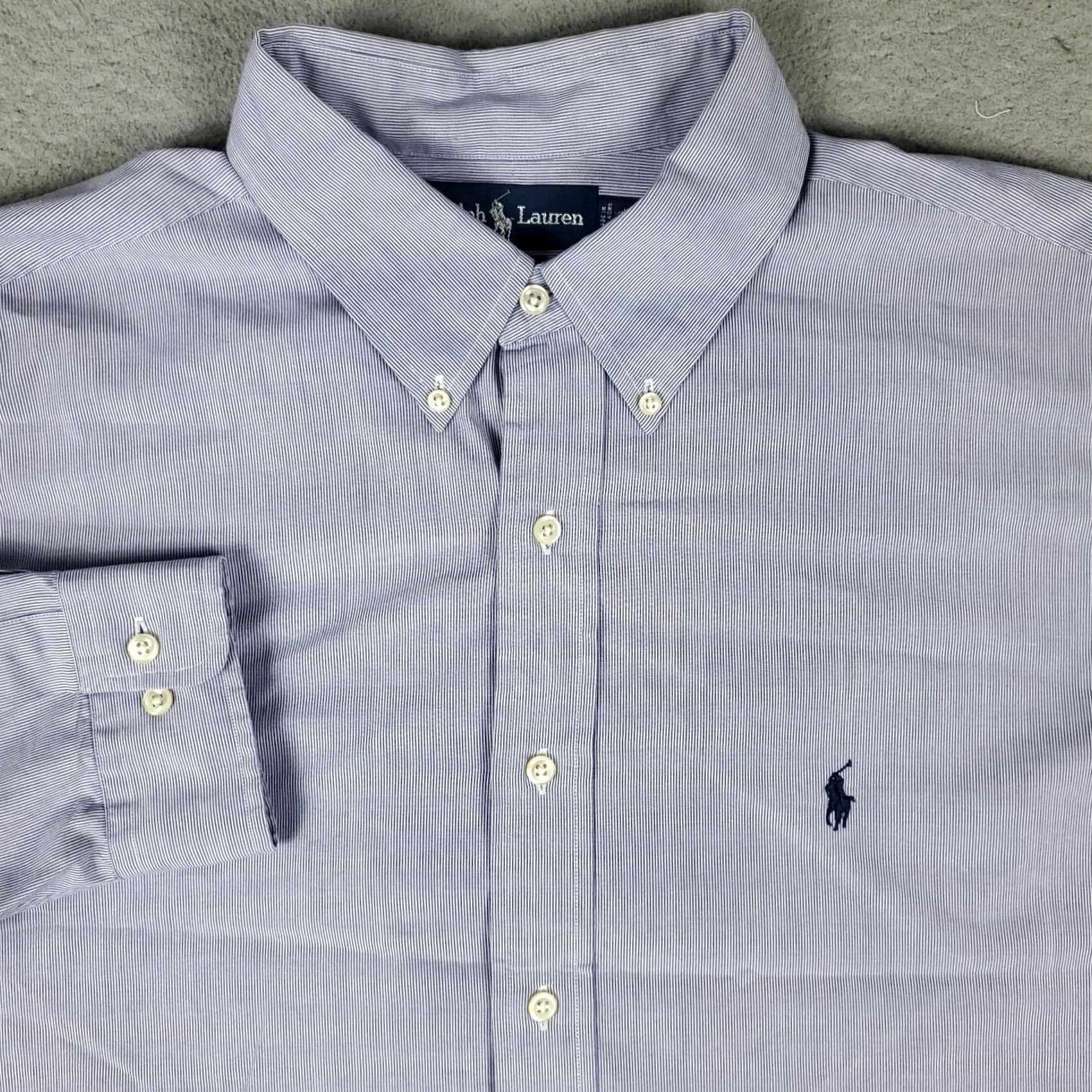 Ralph Lauren Ralph Lauren Shirt Mens 17.5 Blue Pony Dress Button Up Long Sleeve Casual Business Formal Wedding Size 48R - 2 Thumbnail
