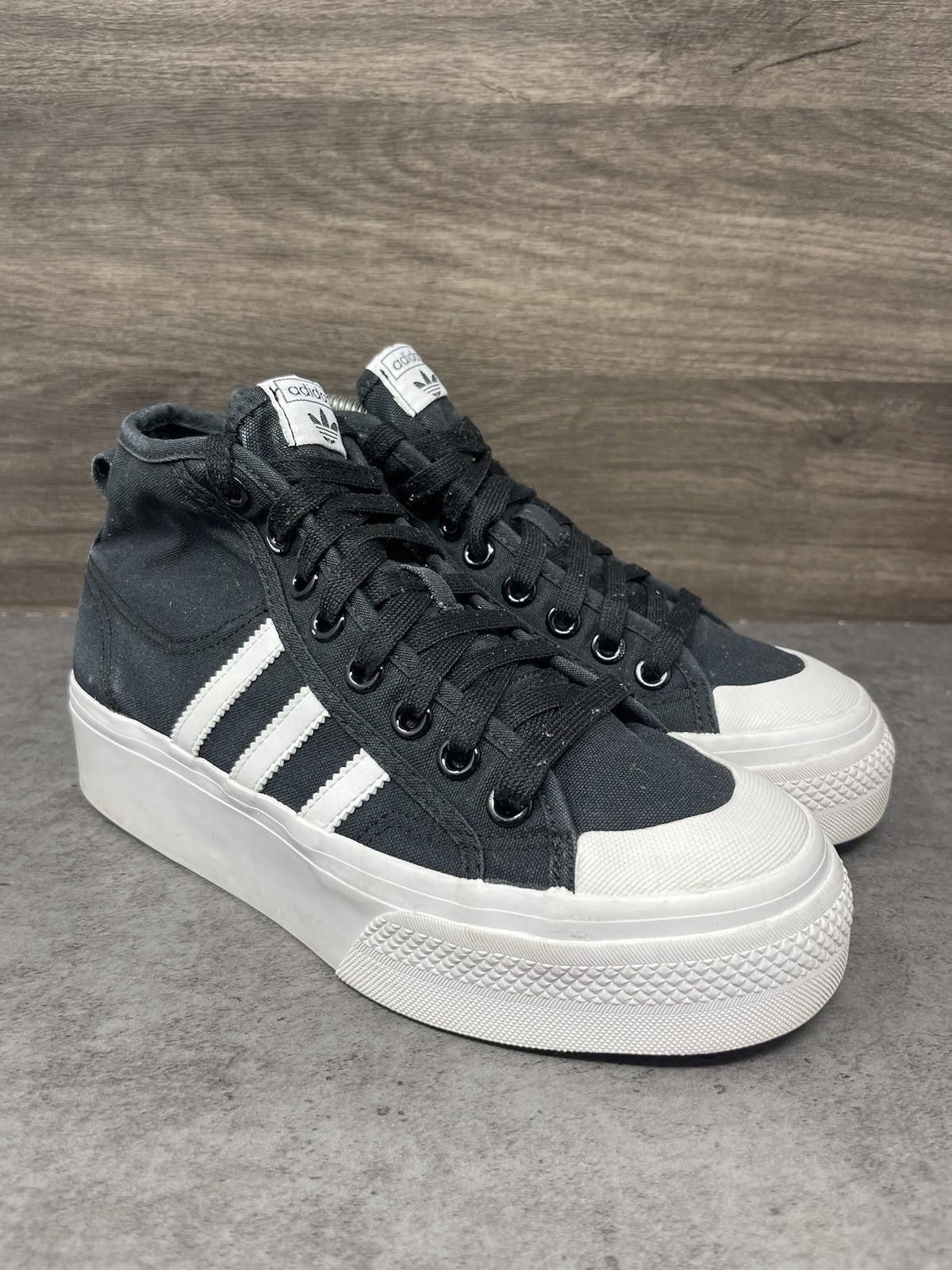 Adidas Adidas Nizza Mid Platform Sneakers Womens Size 7 Black White Size US 7 / IT 37 - 4 Thumbnail