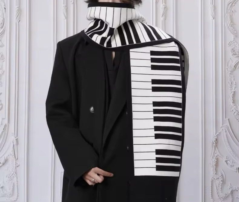 Other Japanese Style Piano Black White Warm Scarf Size ONE SIZE - 1 Thumbnail