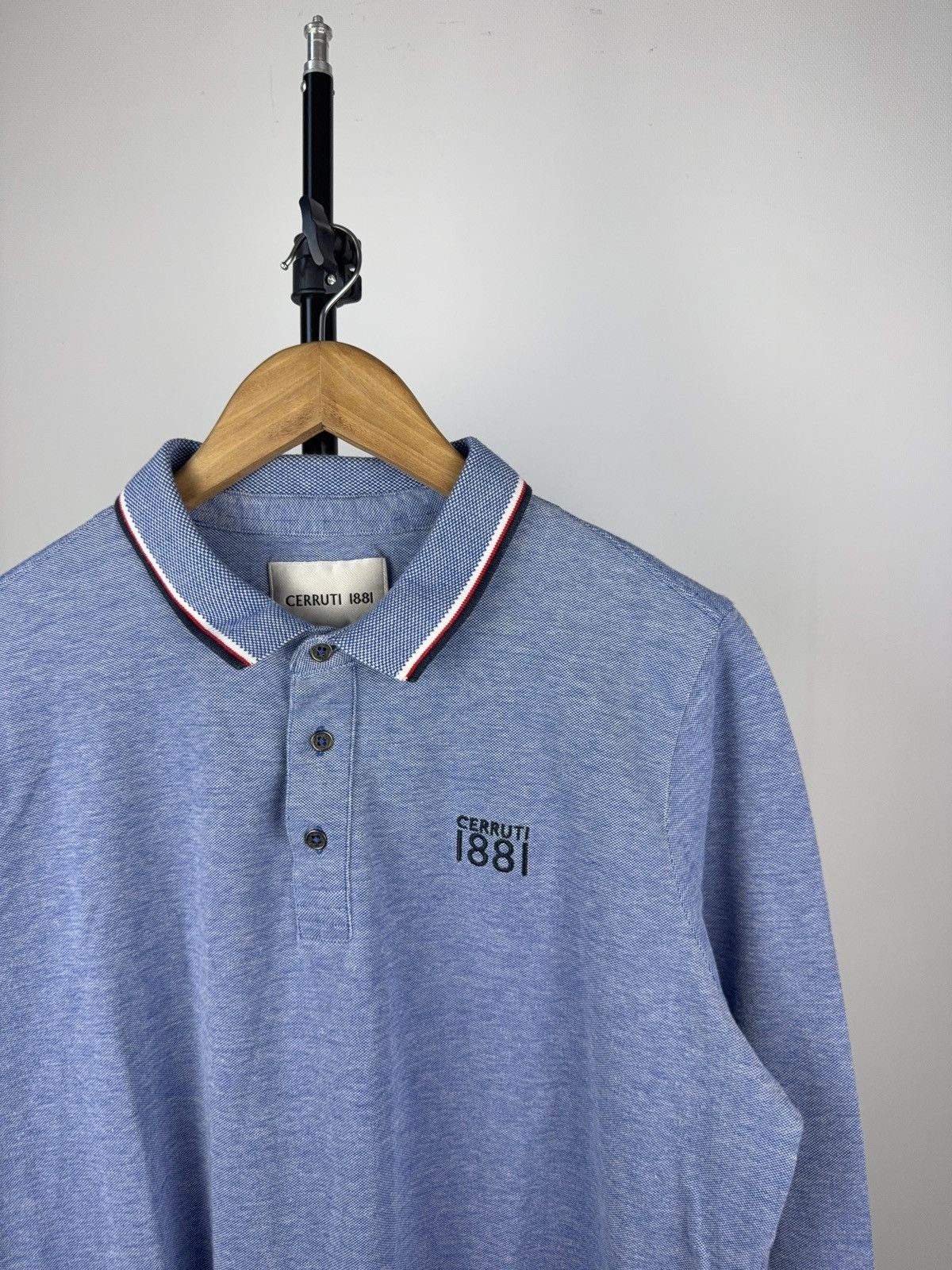 Cerruti 1881 × Designer Cerruti 1881 Blue Long Sleeve Polo Shirt – Size L-XL Size US L / EU 52-54 / 3 - 2 Thumbnail