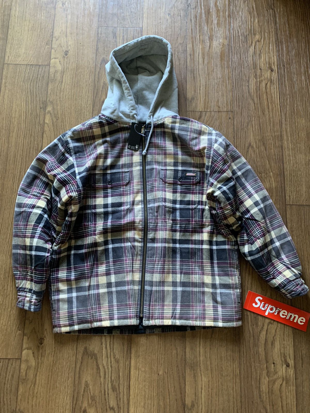 Supreme Supreme Dickies Plaid Hooded Zip Up Shirt Size