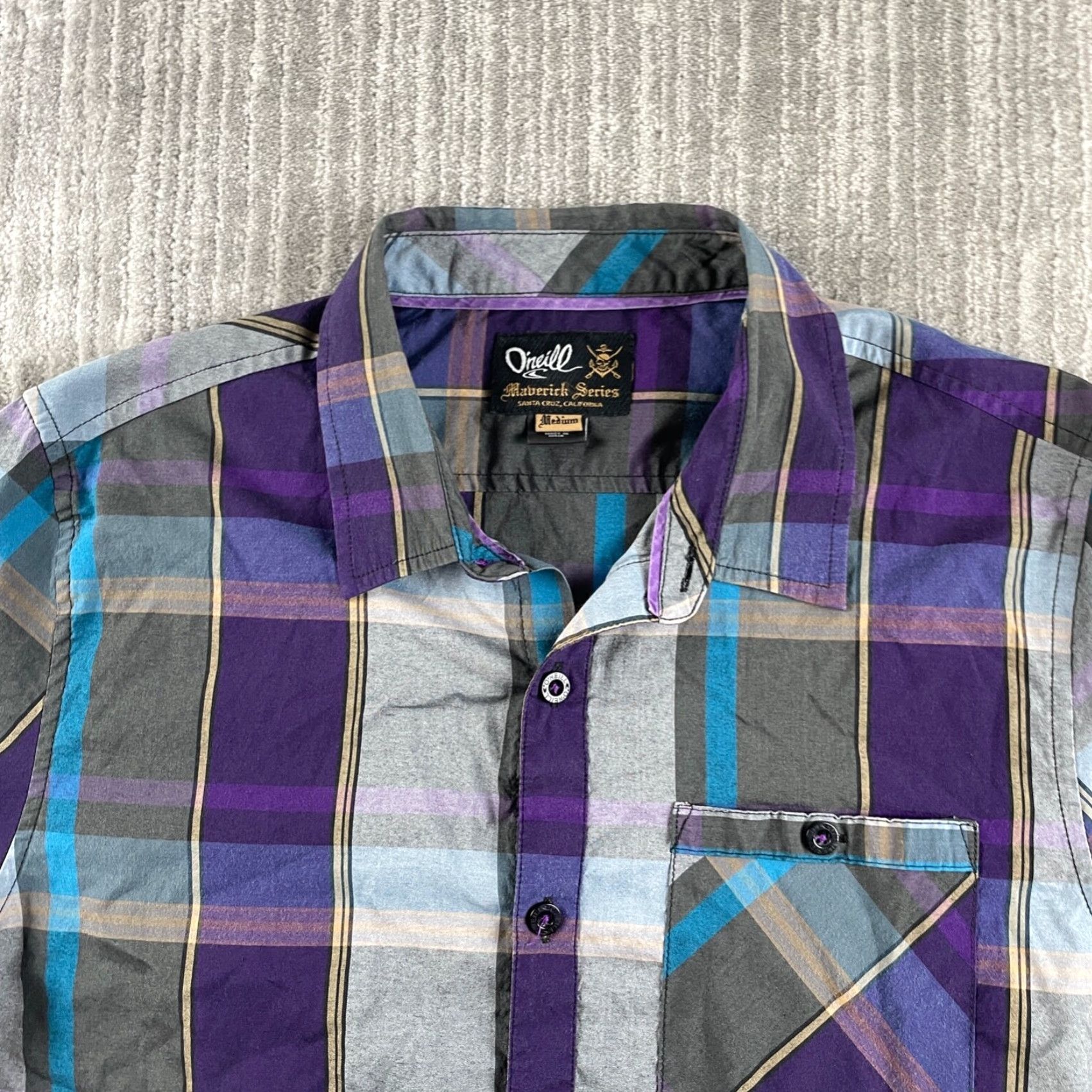 O'Neill O'Neill Shirt Mens Regular Button-Up Long Sleeve Plaid Purple M Adult Casual Size US M / EU 48-50 / 2 - 5 Thumbnail