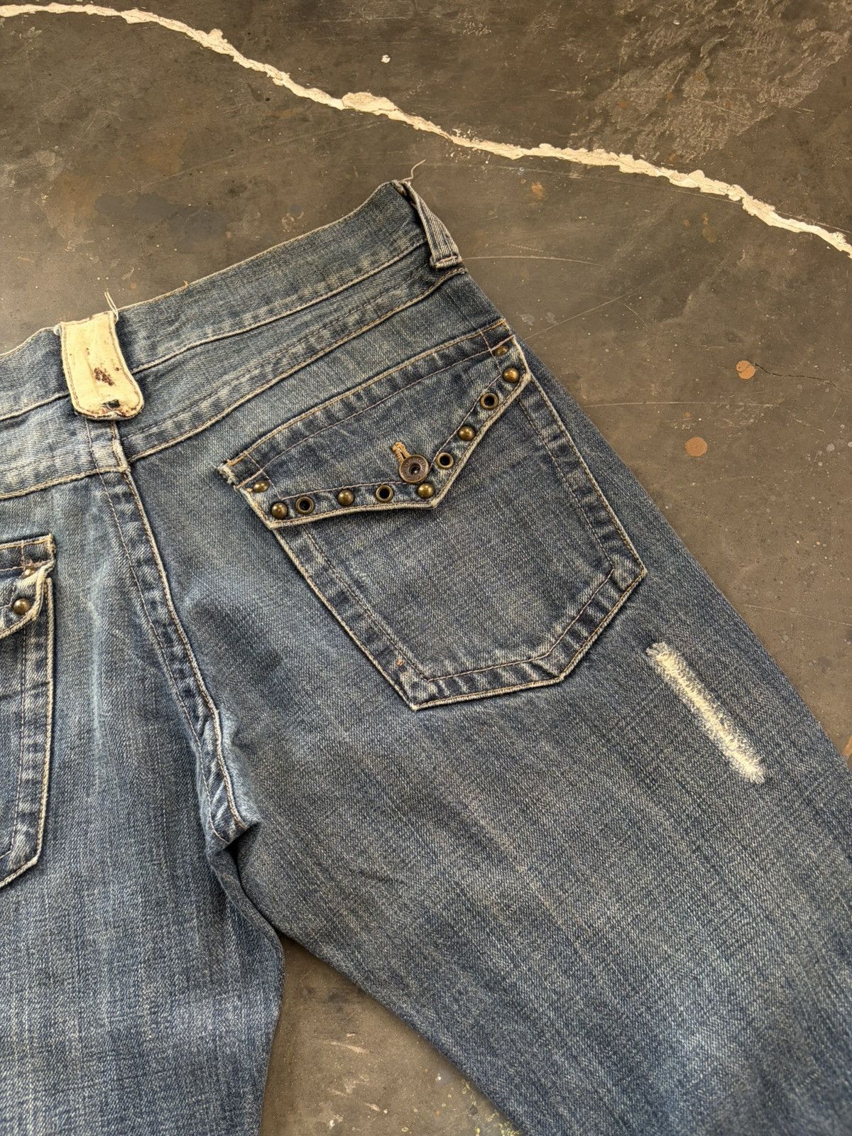 Tornado Mart 2000s spinash - flare studded distressed mudawash pants Size US 35 - 6 Thumbnail