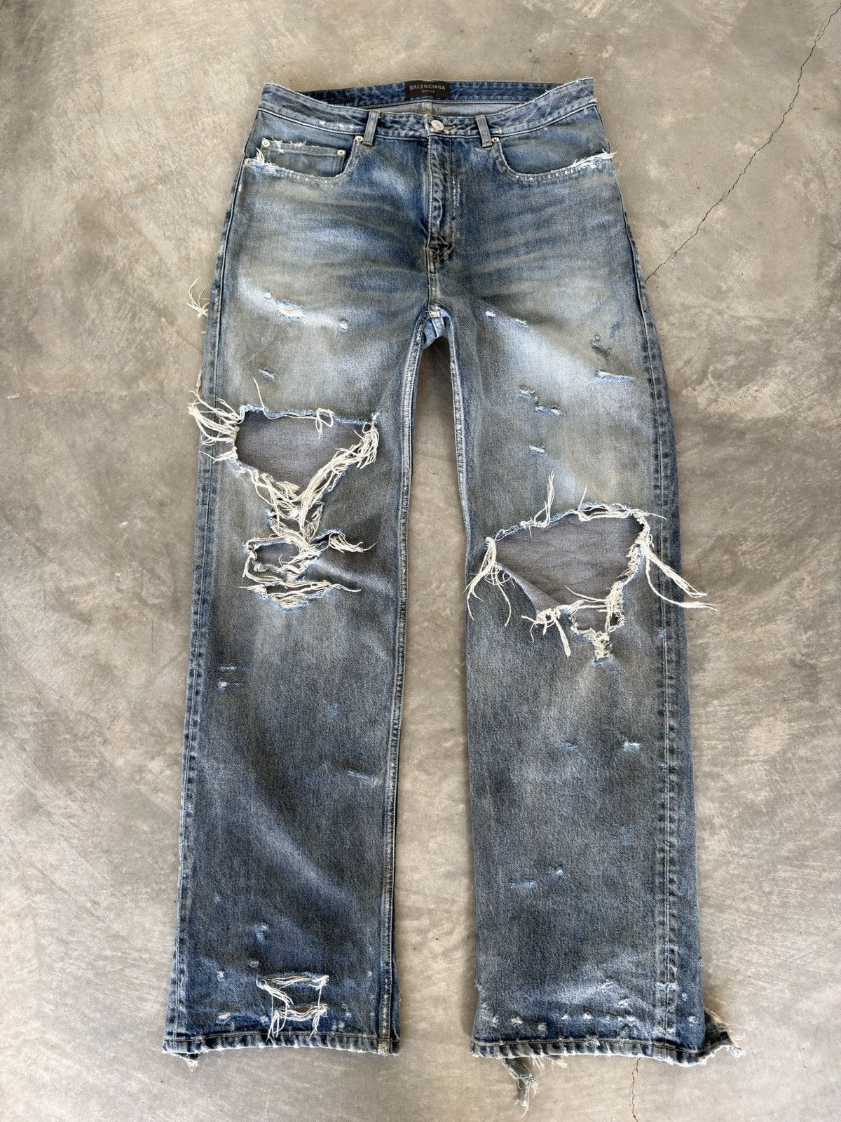 SOLD**Balenciaga SS23 destroyed mudwash jeans