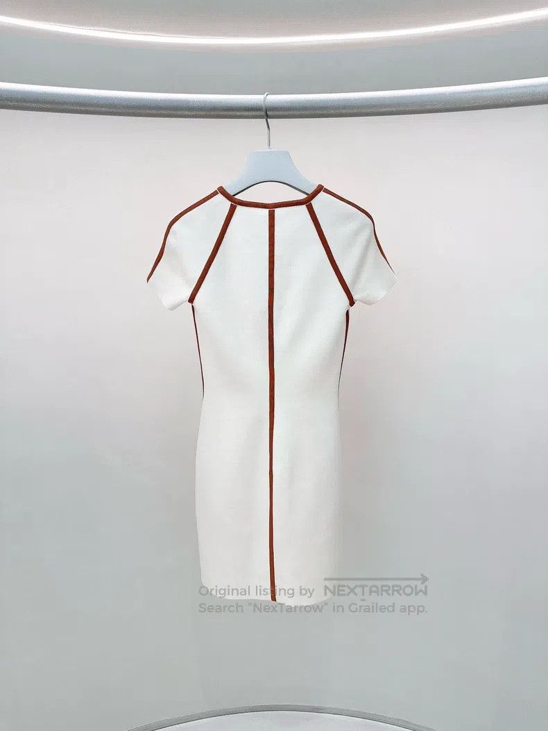 Hermes Hermes White and brown knitted dress Size XXS / US 00 / IT 34 - 2 Thumbnail