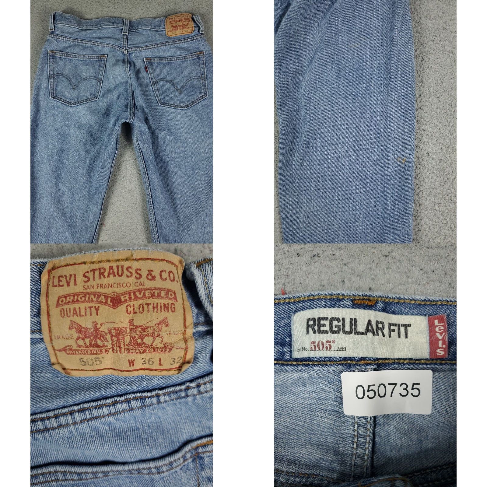 Levi's Levis 505 Mens 36x30 Extra Large XL Blue Casual Straight Leg Denim Pants Size US 36 / EU 52 - 8 Thumbnail