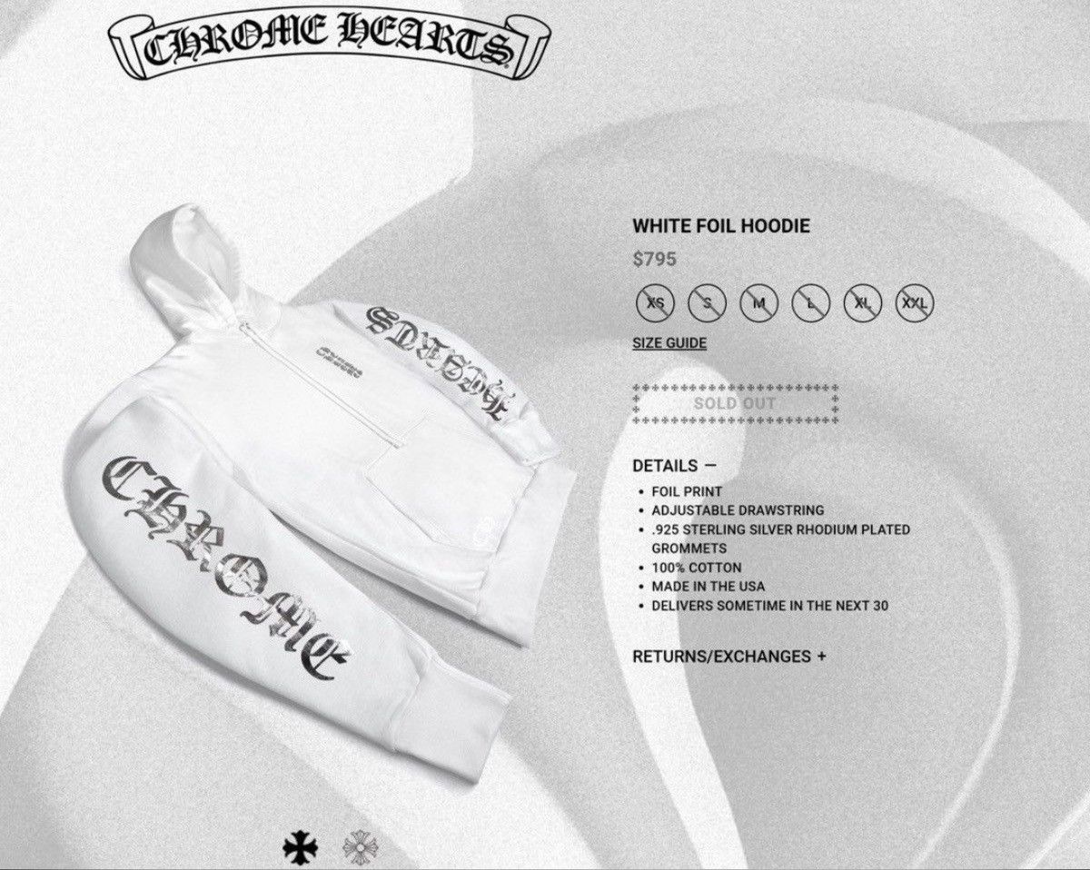Chrome Hearts Chrome Hearts White Foil Pullover Hoodie .925 Size US XL / EU 56 / 4 - 3 Thumbnail