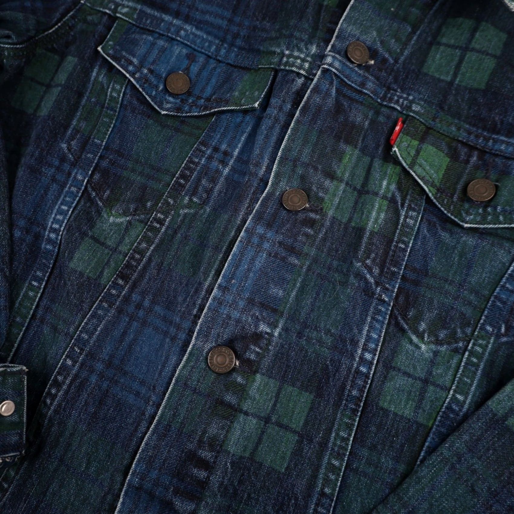 Levi's VINTAGE Levi's Painted Plaid Denim Jacket Men Jacket Blue 21"x26" Reg M Mens Jacket Denim Blue Jeans Coat Size US M / EU 48-50 / 2 - 4 Thumbnail