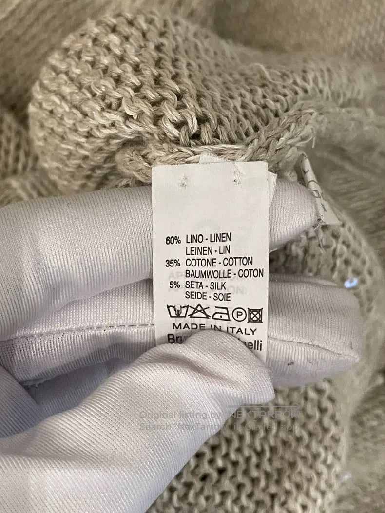 Brunello Cucinelli Brunello Cucinelli Light Khaki Linen Sequin Sweater Size M / US 6-8 / IT 42-44 - 5 Thumbnail