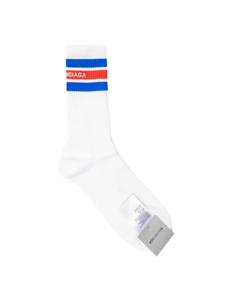 Balenciaga o1mt1gz1024 Size: L / Striped Socks in Blue/White Size ONE SIZE - 1 Thumbnail