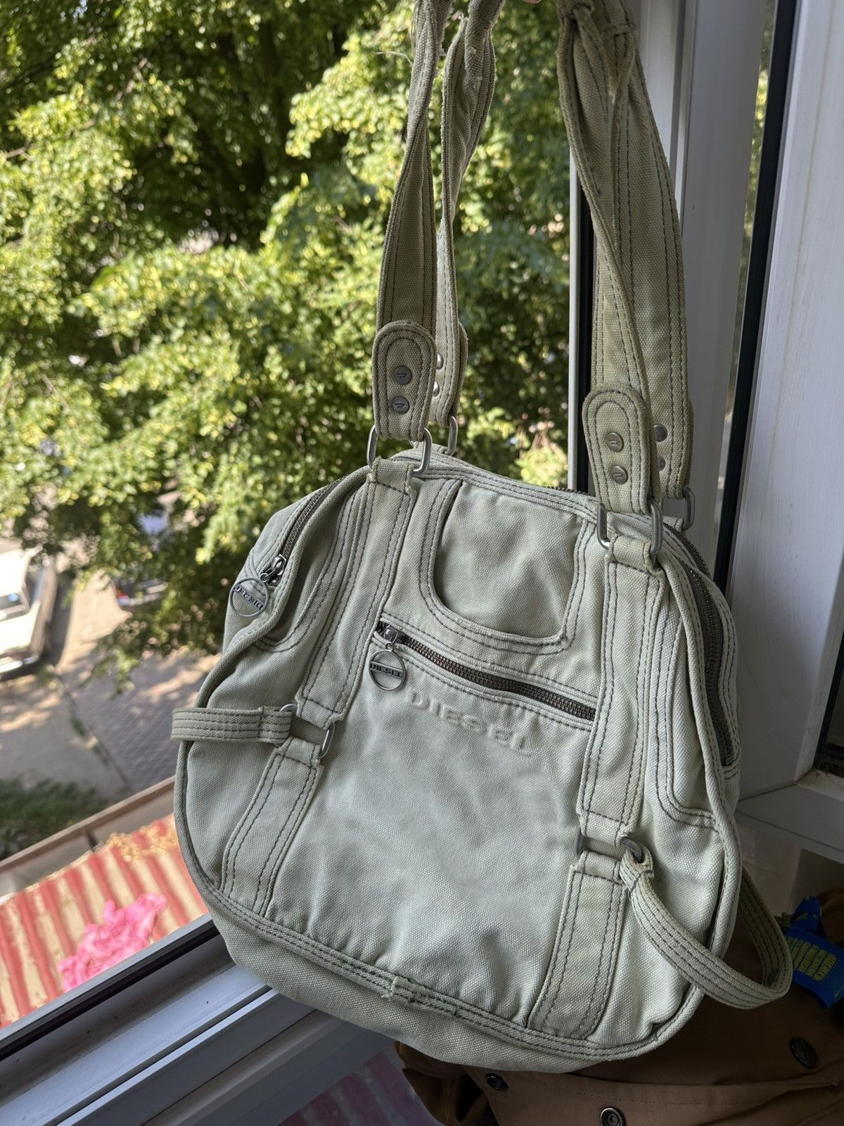 Diesel Diesel Round Canvas Tote “Still Brave” Y2K Bag Faded Japan Size ONE SIZE - 2 Thumbnail