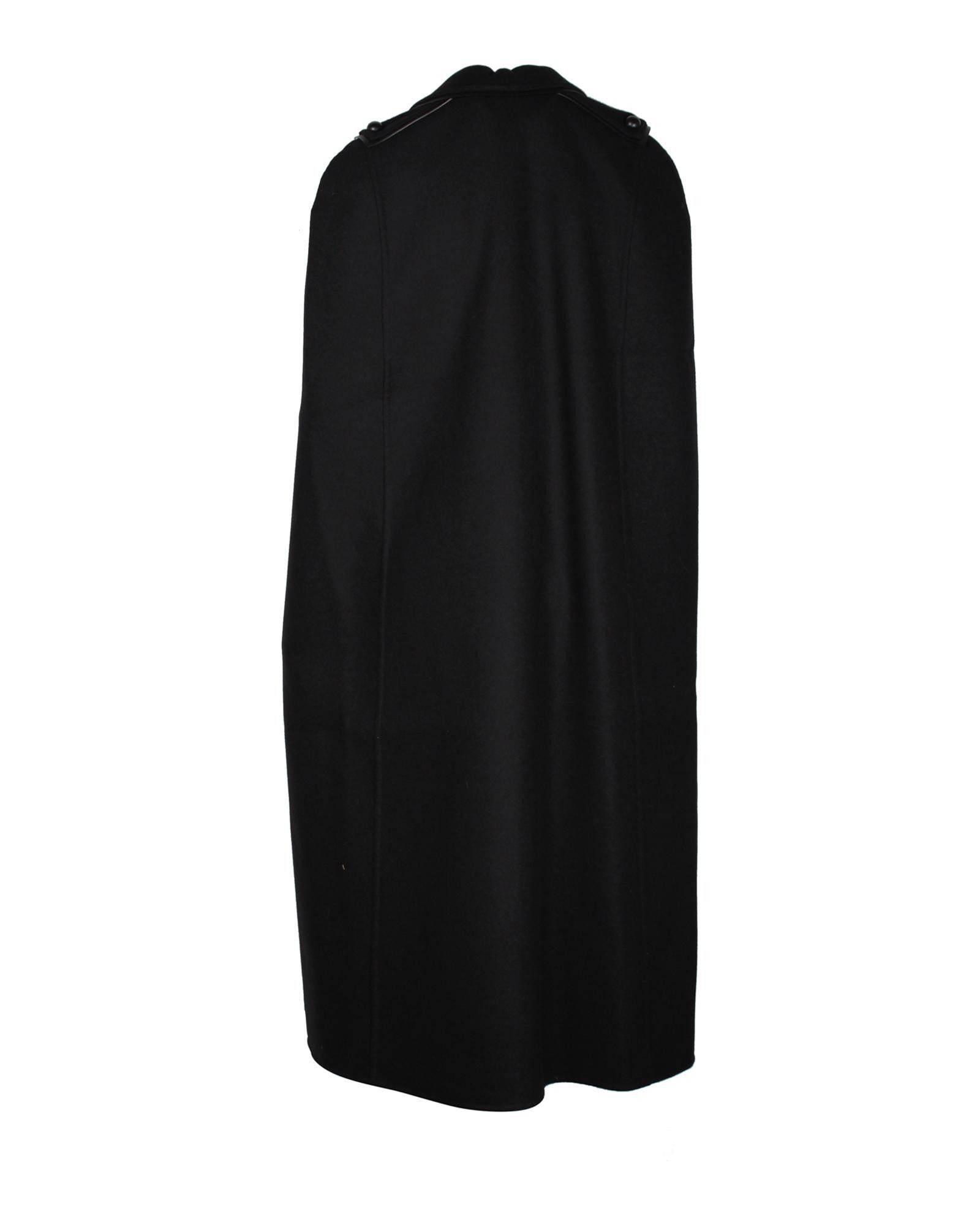 image of Long Black Wool Cloak By Valentino Garavani, Women's (Size XS)