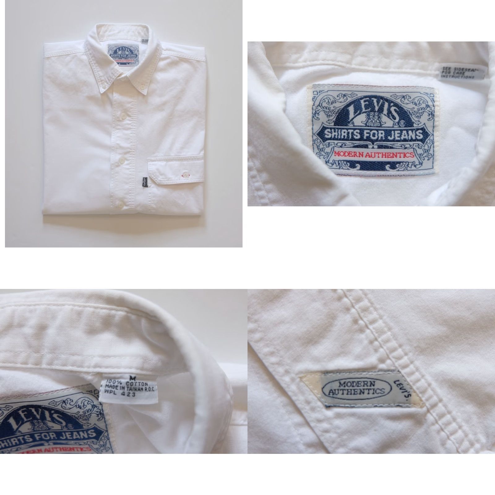 Levi's VINTAGE Levi's Shirt Button-Down Short Sleeve Cotton 1992 90s M White Mens Shirt Size US M / EU 48-50 / 2 - 8 Thumbnail