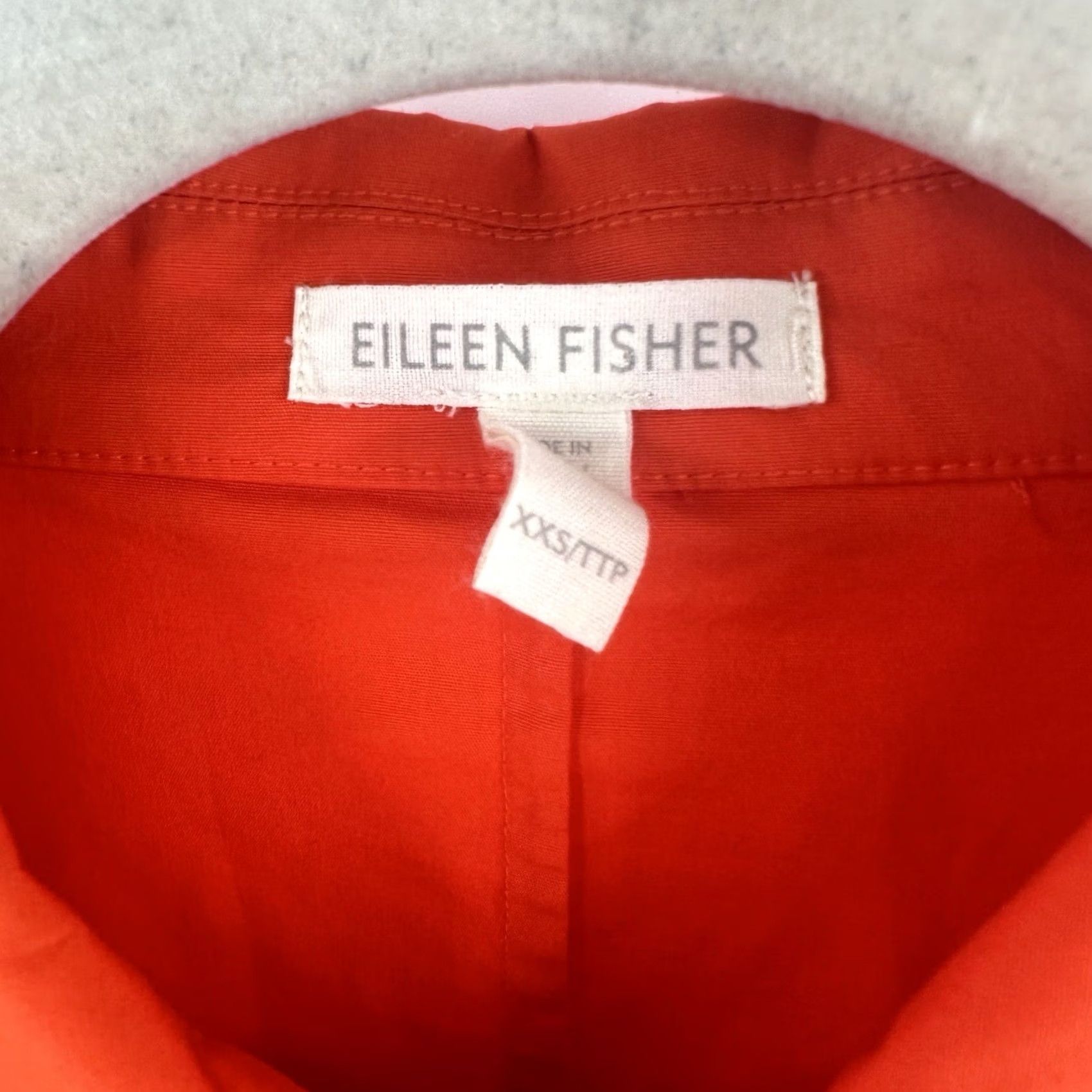 Eileen Fisher Eileen Fisher Shirt Dress Womens Orange Cotton Blend Short Sleeve Collared Knee Length Pockets Casual Workwear 2XS Size XXS / US 00 / IT 34 - 6 Thumbnail