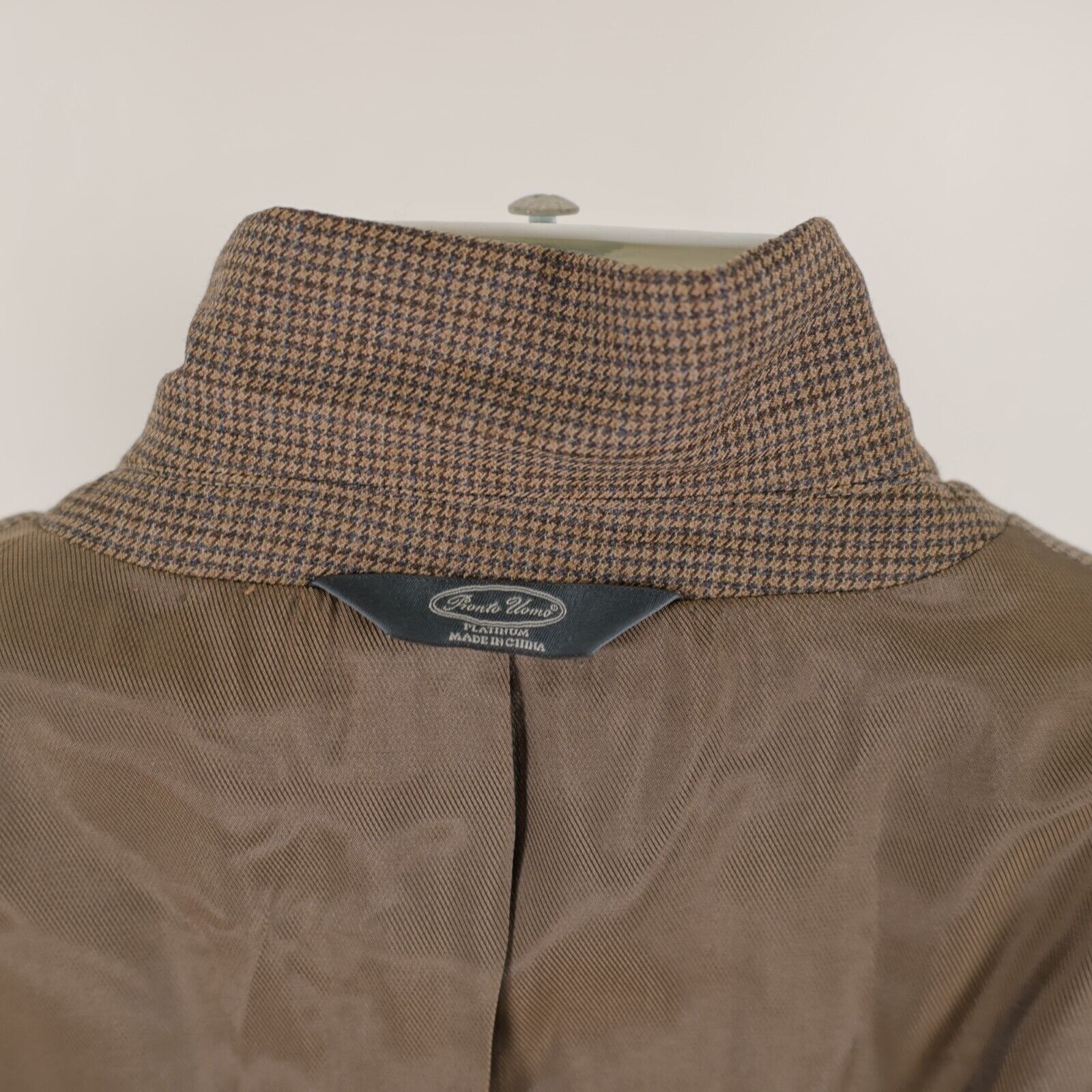 Pronto Uomo Pronto Uomo Platinum Luxury Wool Brown Blue Hounstooth 2 But Size 44R - 13 Thumbnail
