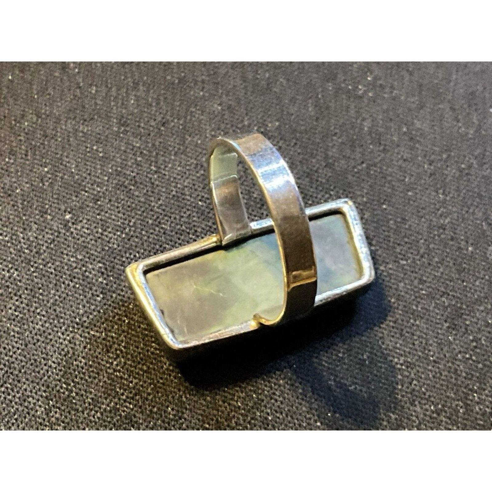 Other 925 Silver Prehnite Stone Ring Asymmetrical Shape Size 6.25 Size ONE SIZE - 5 Thumbnail
