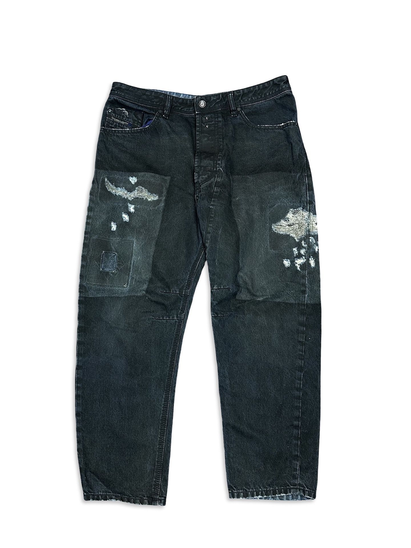 Narrot cropped distressed patch vintage denim jeans