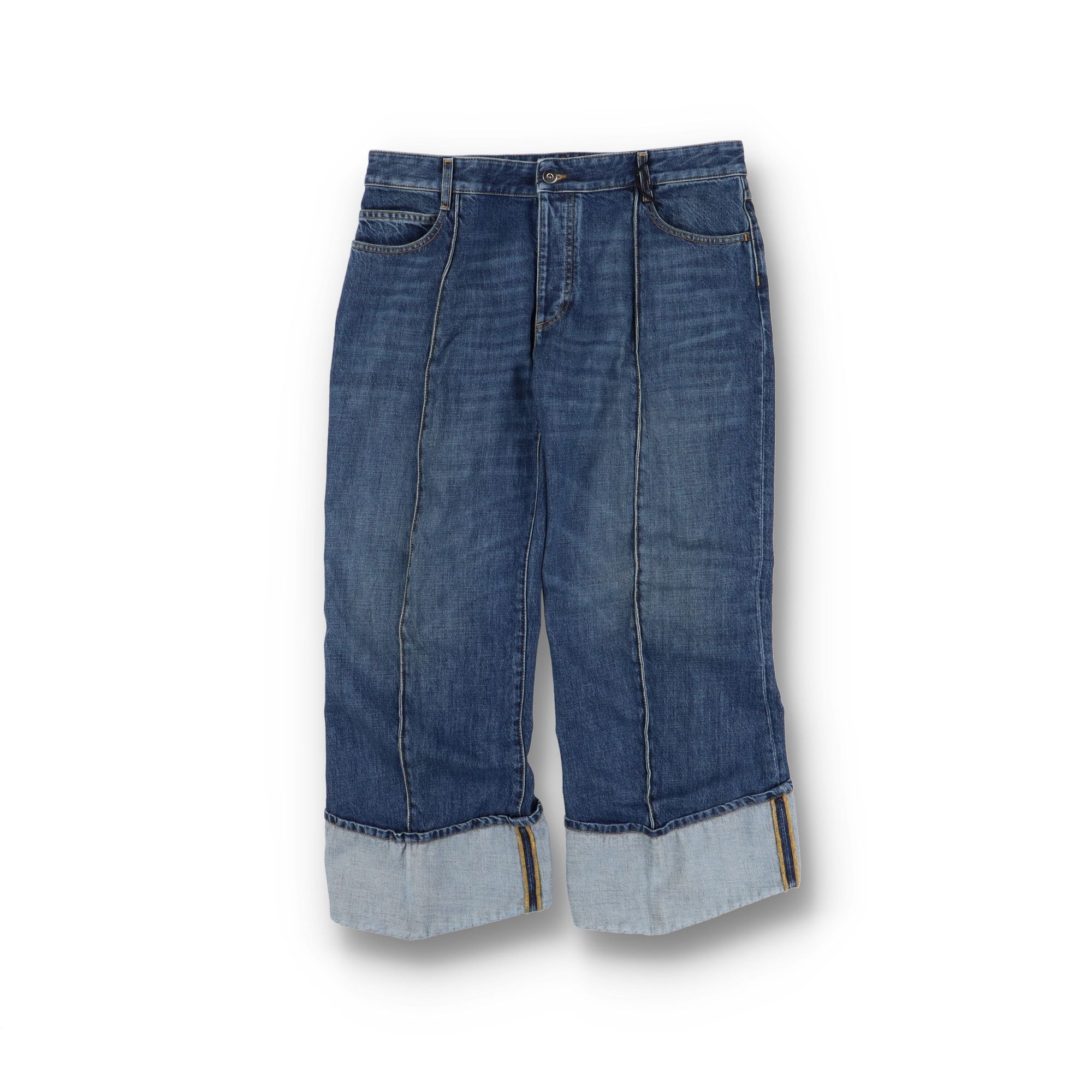 Bottega Veneta Mid Blue Curved Shape Cropped Jeans Size 30" / US 8 / IT 44 - 2 Thumbnail