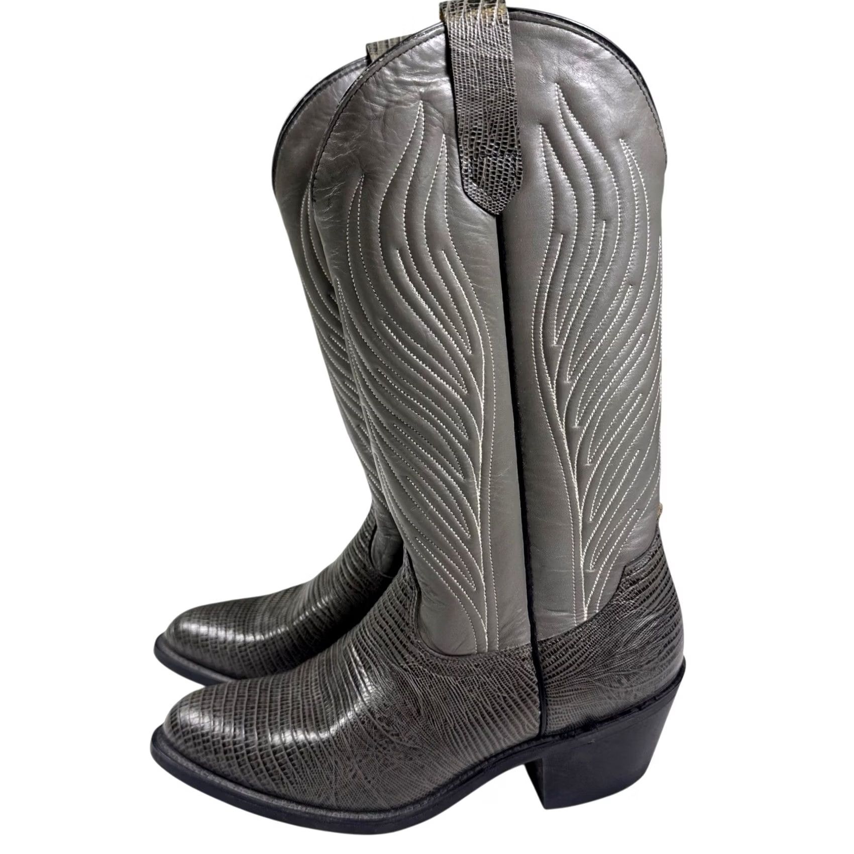 Frye VINTAGE Frye Boots Men's 8D Leather Snakeskin Western Cowboy USA Made 91021 Size US 8 / EU 41 - 4 Thumbnail