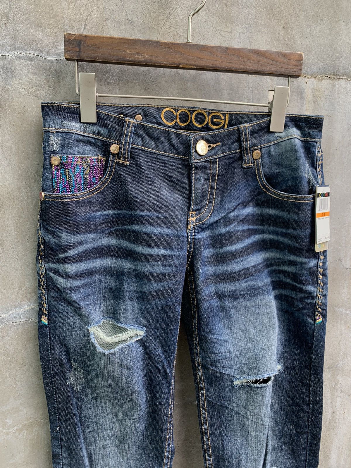 Coogi Rhinestone Logo Denim Jeans Size 28" / US 6 / IT 42 - 3 Thumbnail