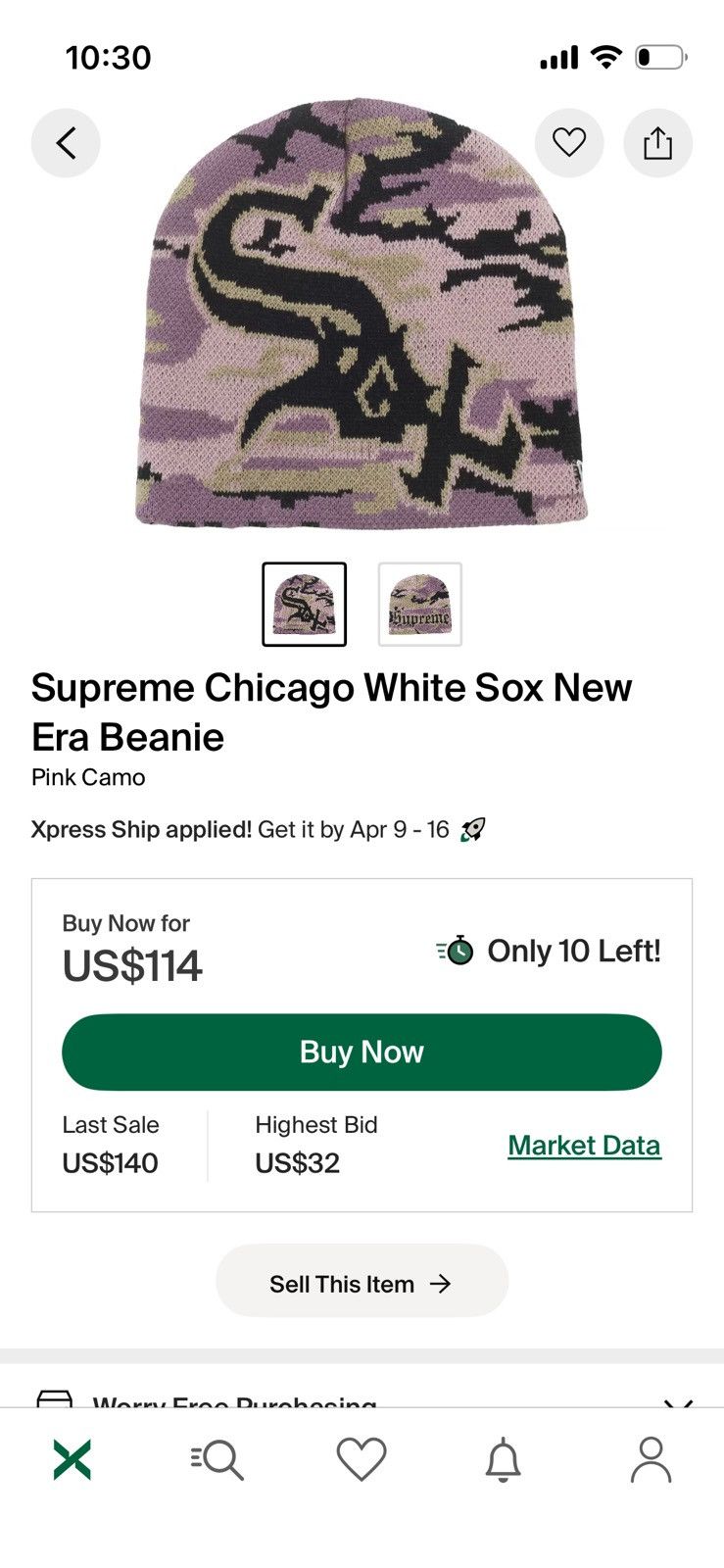 MLB × New Era × Supreme Supreme White Sox Beanie Size ONE SIZE - 3 Thumbnail