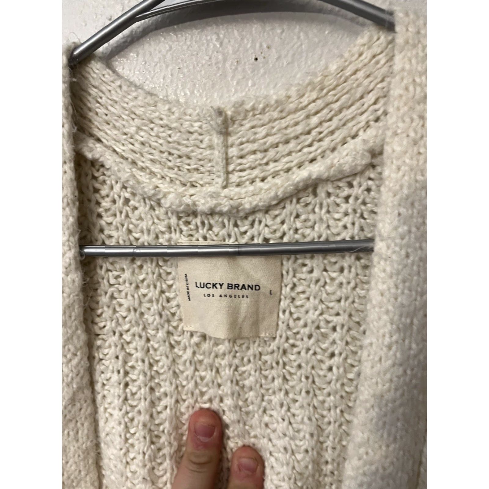 Lucky Brand Lucky Brand Cable Knit Cream Open Front Cardigan 2 Pocket Oversized Large Size L / US 10 / IT 46 - 3 Thumbnail