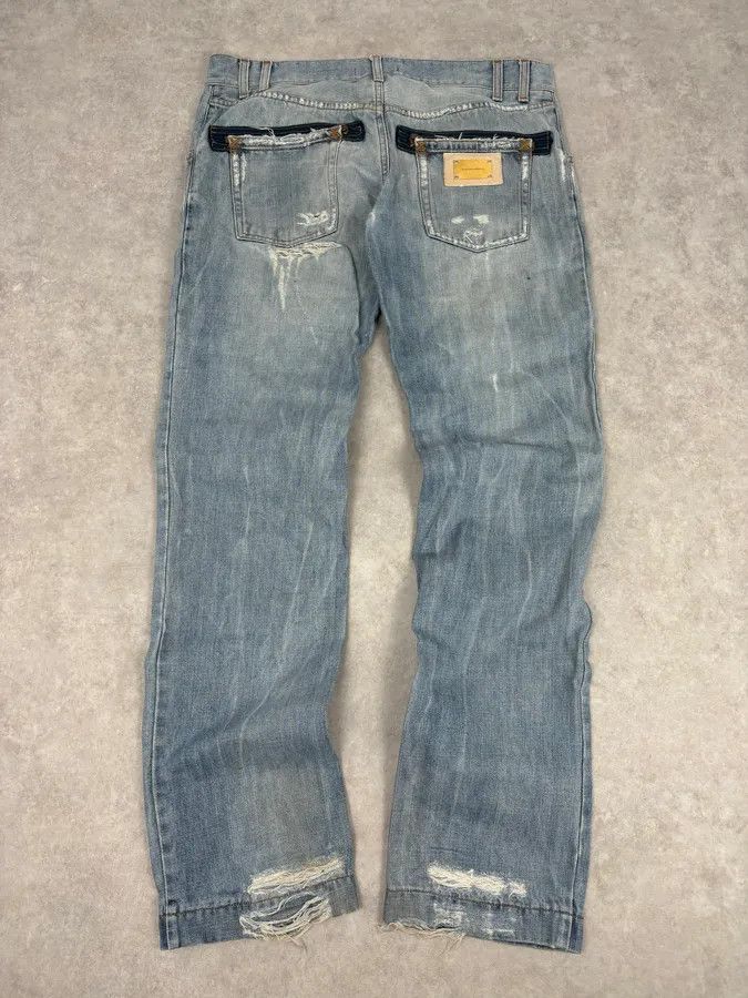 Dolce & Gabbana 2000s Dolce & Gabbana Blue Distressed Denim Jeans Size US 33 - 6 Thumbnail