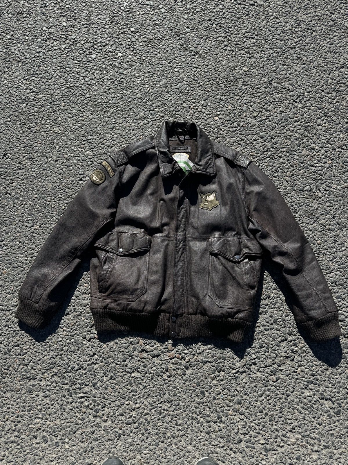 Other Mens Vintage brown George Leather bombers jacket y2k rare Size US XL / EU 56 / 4 - 25 Thumbnail