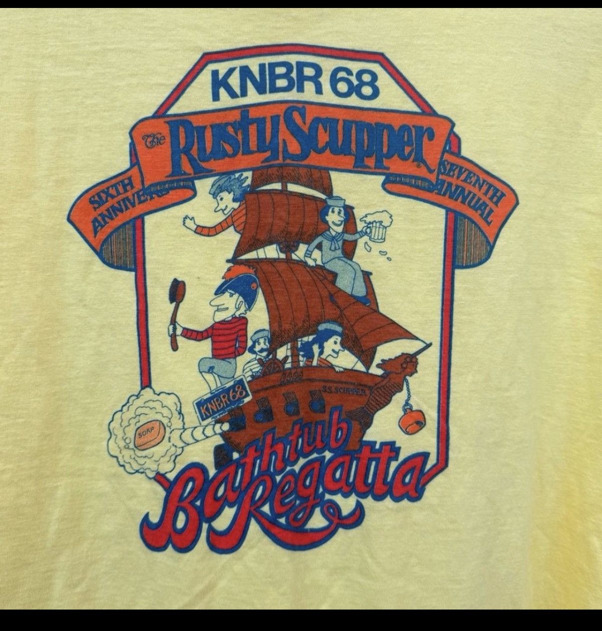 Hanes Vtg KNBR 68 Bathtub Regatta Tee L Yellow Graphic Shirt Y2K Size US L / EU 52-54 / 3 - 5 Thumbnail
