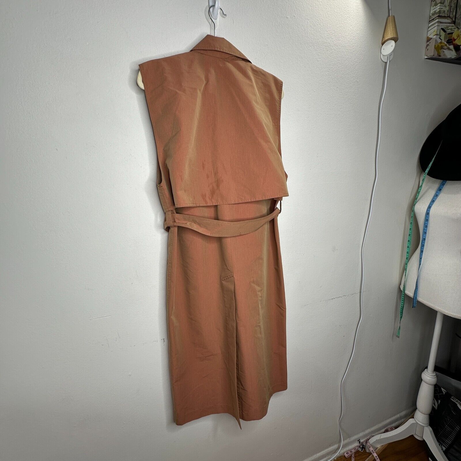 AERON Aeron Delray Peach Iridescent Sleeveless Button Trench Coat Size XS / US 0-2 / IT 36-38 - 7 Thumbnail