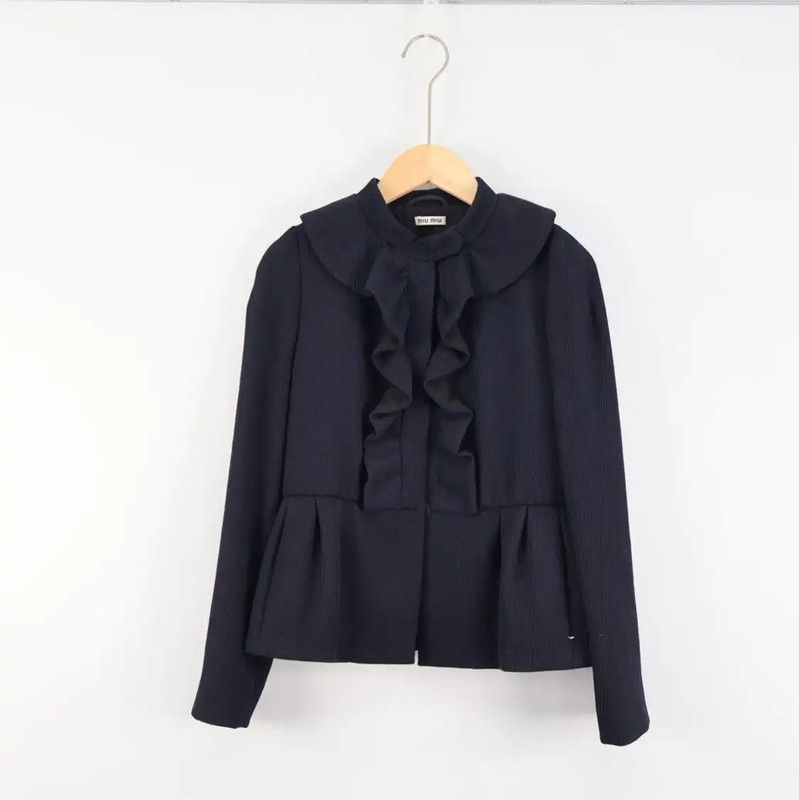 Miu Miu Miu Miu Black XS Ruffled Sweatshirt 0089 Size XS / US 0-2 / IT 36-38 - 1 Thumbnail