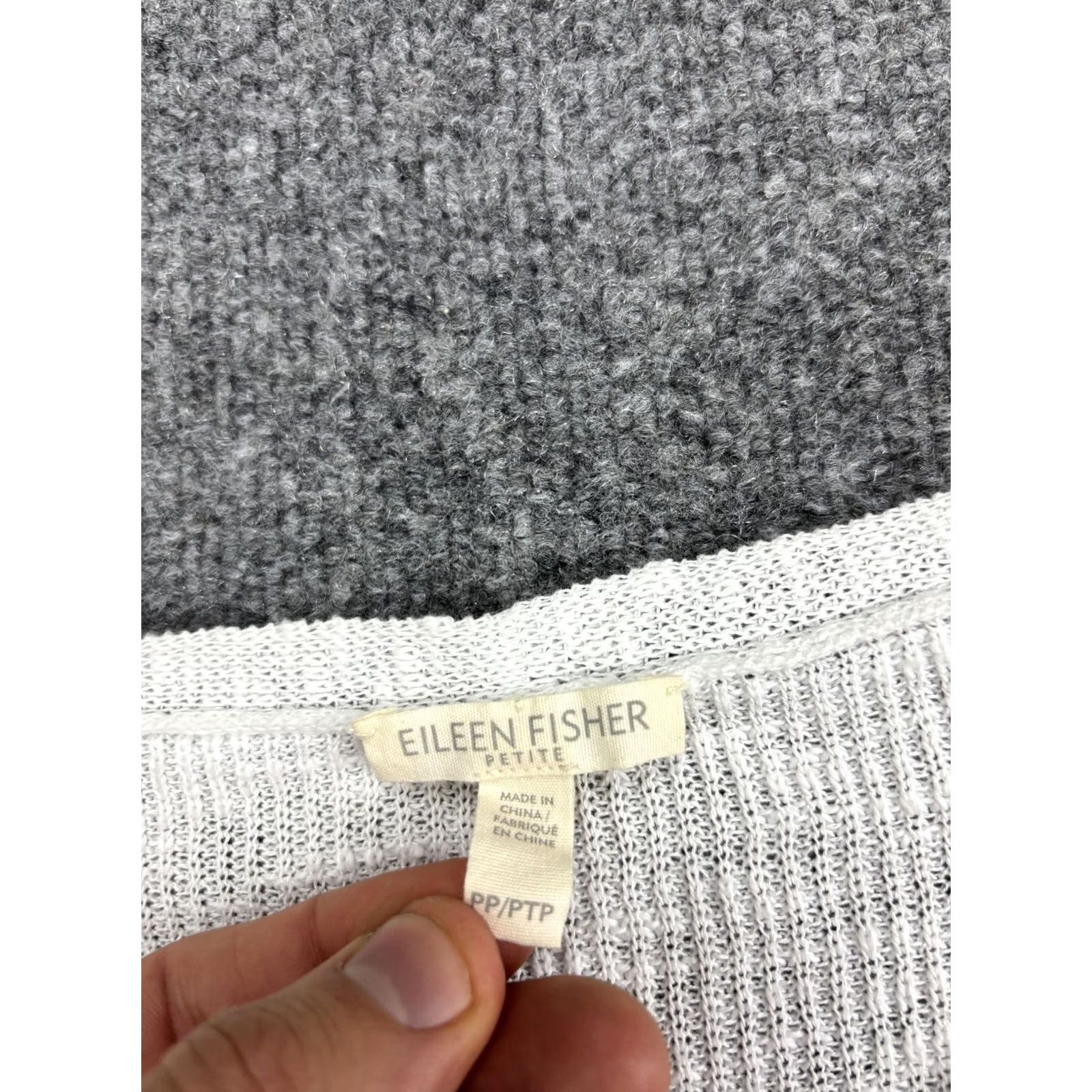 Eileen Fisher EILEEN FISHER Sweater Tunic Womens Petite PP White Linen Cotton V Neck Knit Short Sleeve Open-Knit Casual Spring Summer Womens Size XXS / US 00 / IT 34 - 2 Thumbnail
