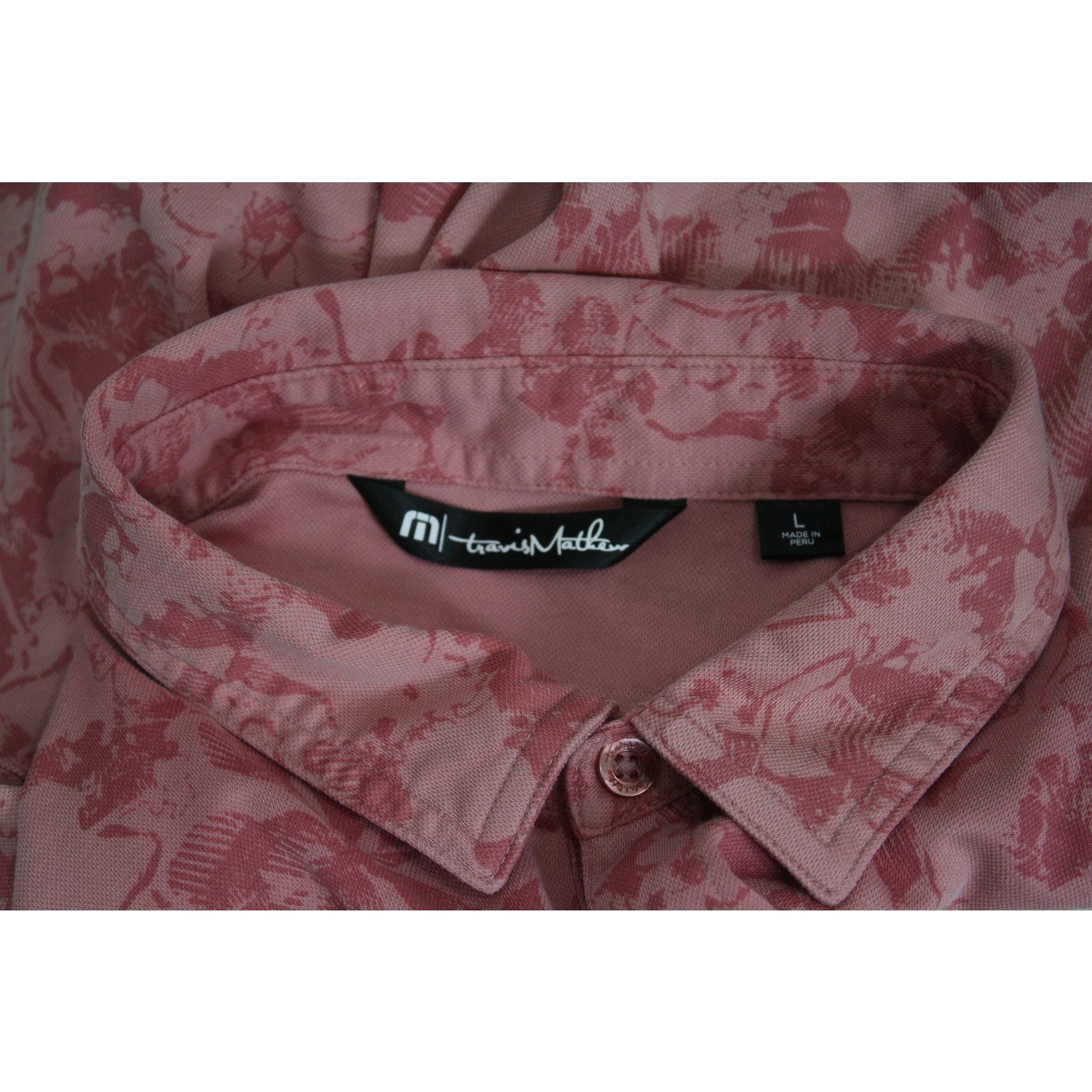 TravisMathew Travis Mathew Polo Large Pink Floral Performance Golf Shirt Size US L / EU 52-54 / 3 - 8 Thumbnail