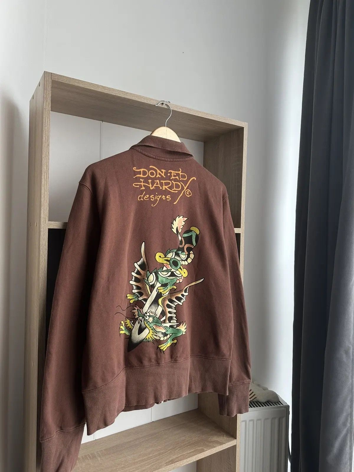 Christian Audigier × Ed Hardy × Vintage Vintage Ed Hardy Christian Audigier Brown Hoodie Size US M / EU 48-50 / 2 - 17 Thumbnail