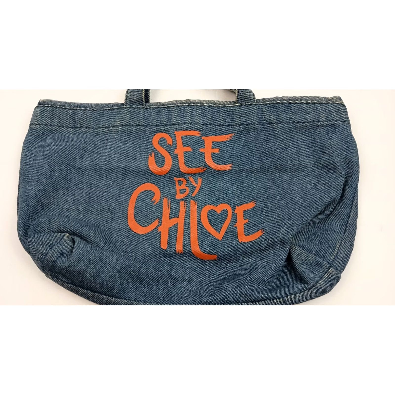 Vintage See By Chloe Denim Drawstring Satchel Handbag Purse Satchel See Chloe Blue Denim Women Bag/Handbag Womens Drawstring Bag Size ONE SIZE - 3 Thumbnail