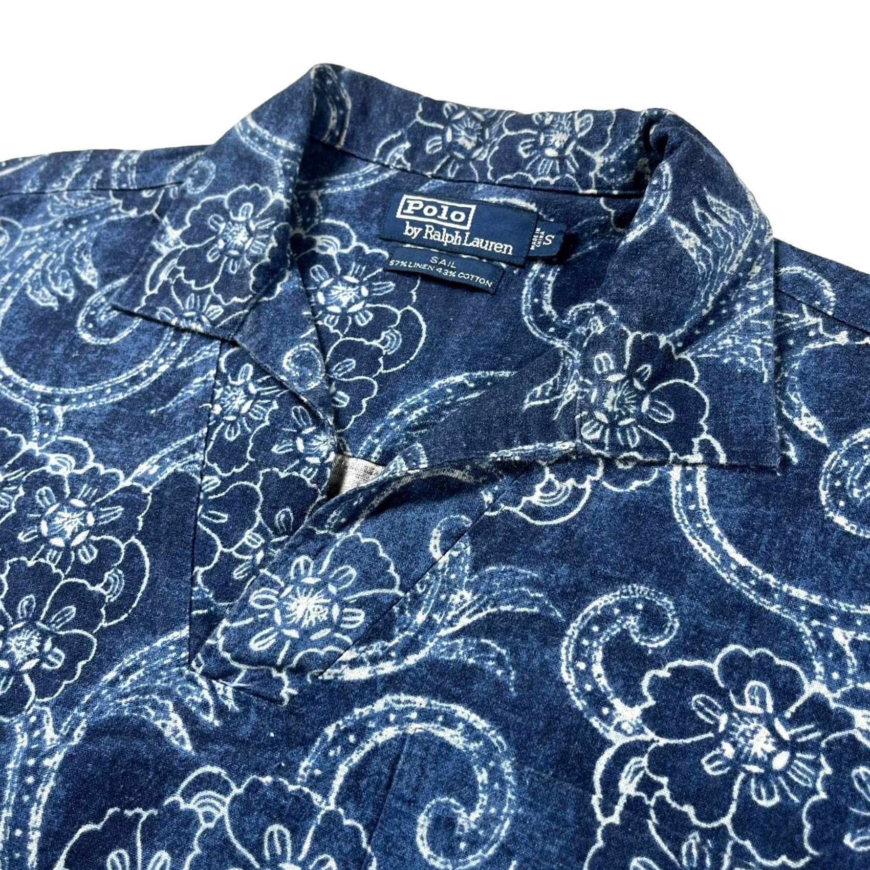 Polo Ralph Lauren VINTAGE Polo Ralph Lauren Shirt Hawaiian S/S Indigo Chambray Floral Men's Small Navy Blues Chambray Polo Shirt Mens Size US S / EU 44-46 / 1 - 2 Thumbnail